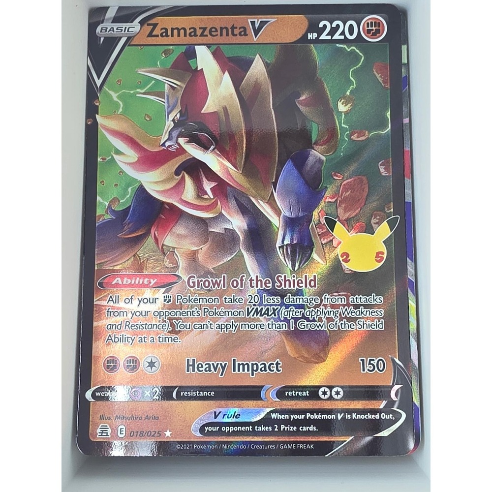 Zamazenta V 018/025 Holo V Rare Celebrations Pokemon Holo Near Mint